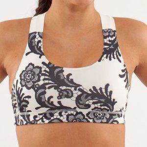 Lululemon All Sport Bra Laceoflage Emboss Black / Polar Cream 12